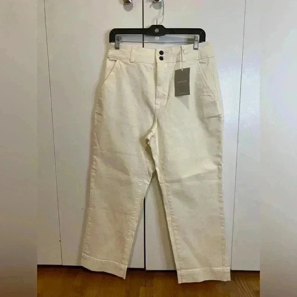 Everlane NWT Womens Organic Cotton straight Leg Pants in Bone Size 10 - Picture 4 of 10